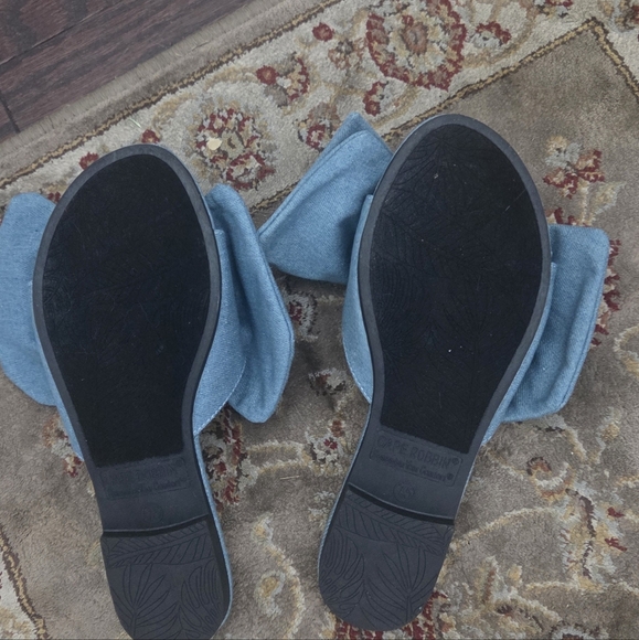 Cape Robbin Bow Denim Flat Sandals 7 7.5 - Picture 5 of 6